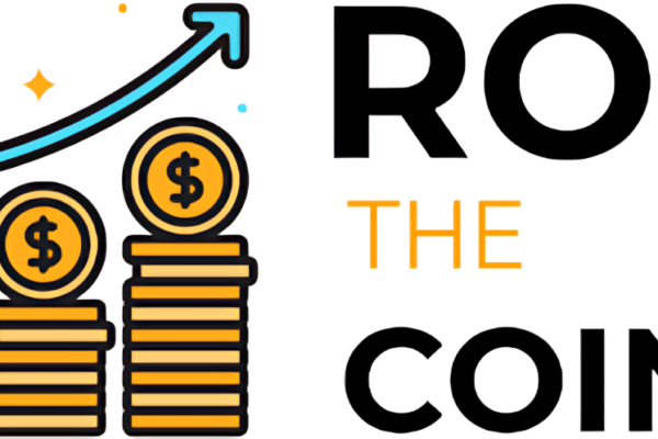 RobTheCoins.com logo with cryptocurrency symbols like Bitcoin and Ethereum in the background